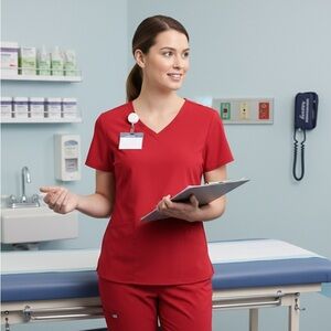 Cherokee Women's Red Scrub Top